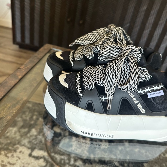 Naked Wolfe Black and White Chunky Sneakers - Picture 2 of 4